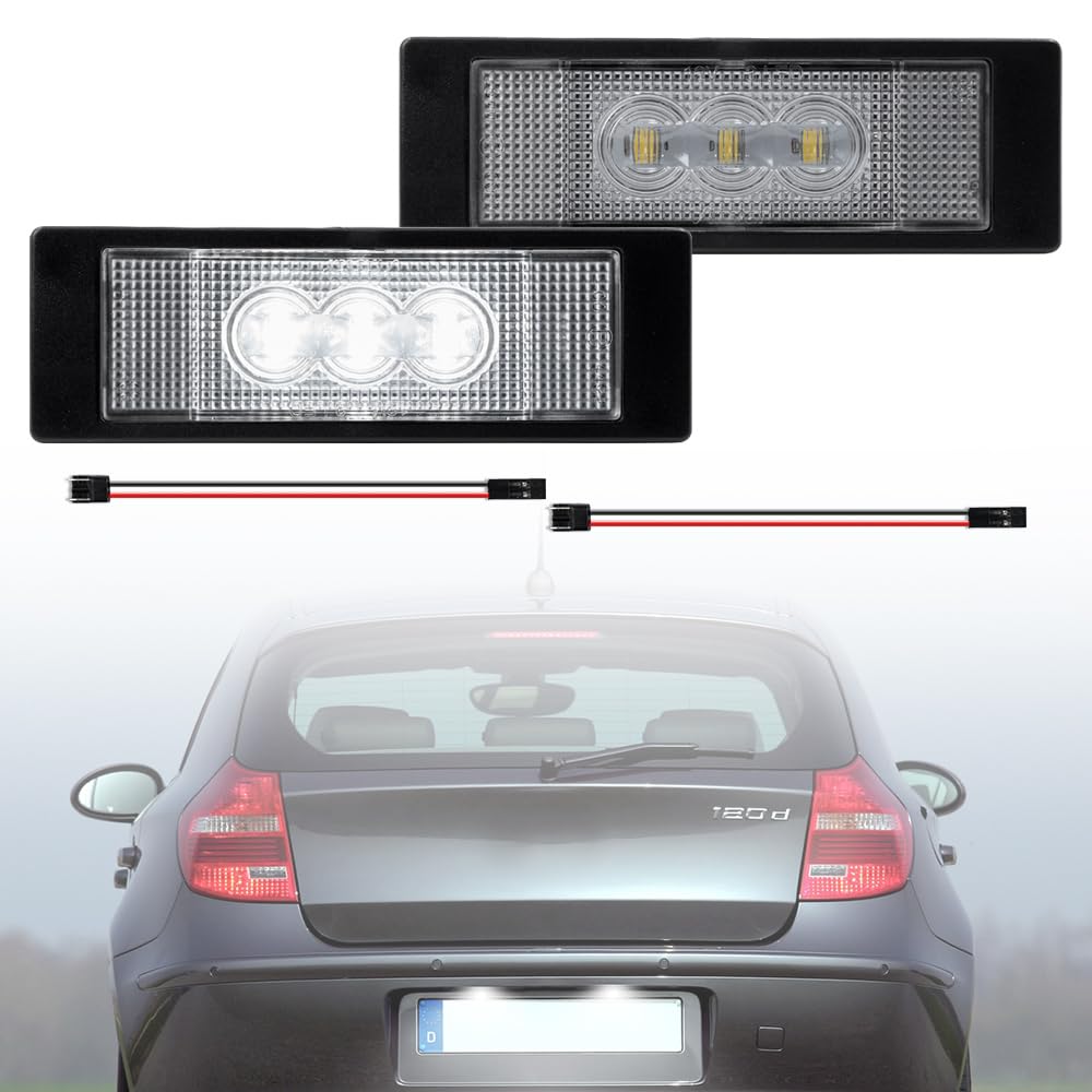 Weiße LED-Kennzeichenbeleuchtung, kompatibel mit BMW E81 E87 F20 F21 E63 E64 F06 F12 F13 1er 6er Serie Z4 E86 E85 E89 X2 Gran Coupe von Ayikeiy