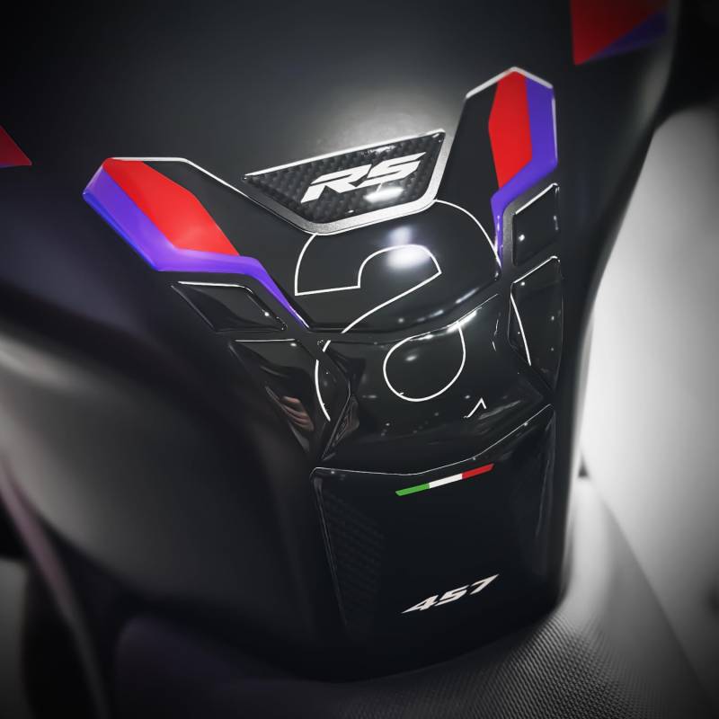 Az Graphishop Tankpad aus 3D-Harz, kompatibel mit Aprilia RS 457 2024-2025 GP-3043 (Racing Stripes) von Az Graphishop