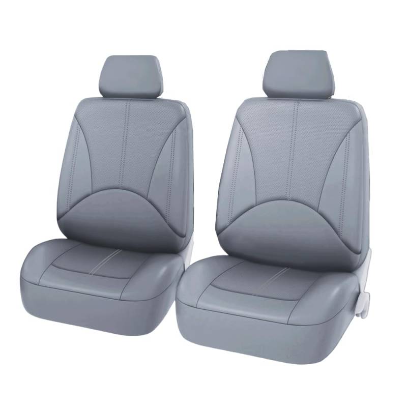 AzulLanse 2 Stück Leder PU Autositzbezug Nur Vordersitz,Vordersitzbezug perforiert Prozess atmungsaktiv,Autositzbezug,Universal die meisten Autos,SUVs,LKWs, Vans (B-grau) von AzulLanse