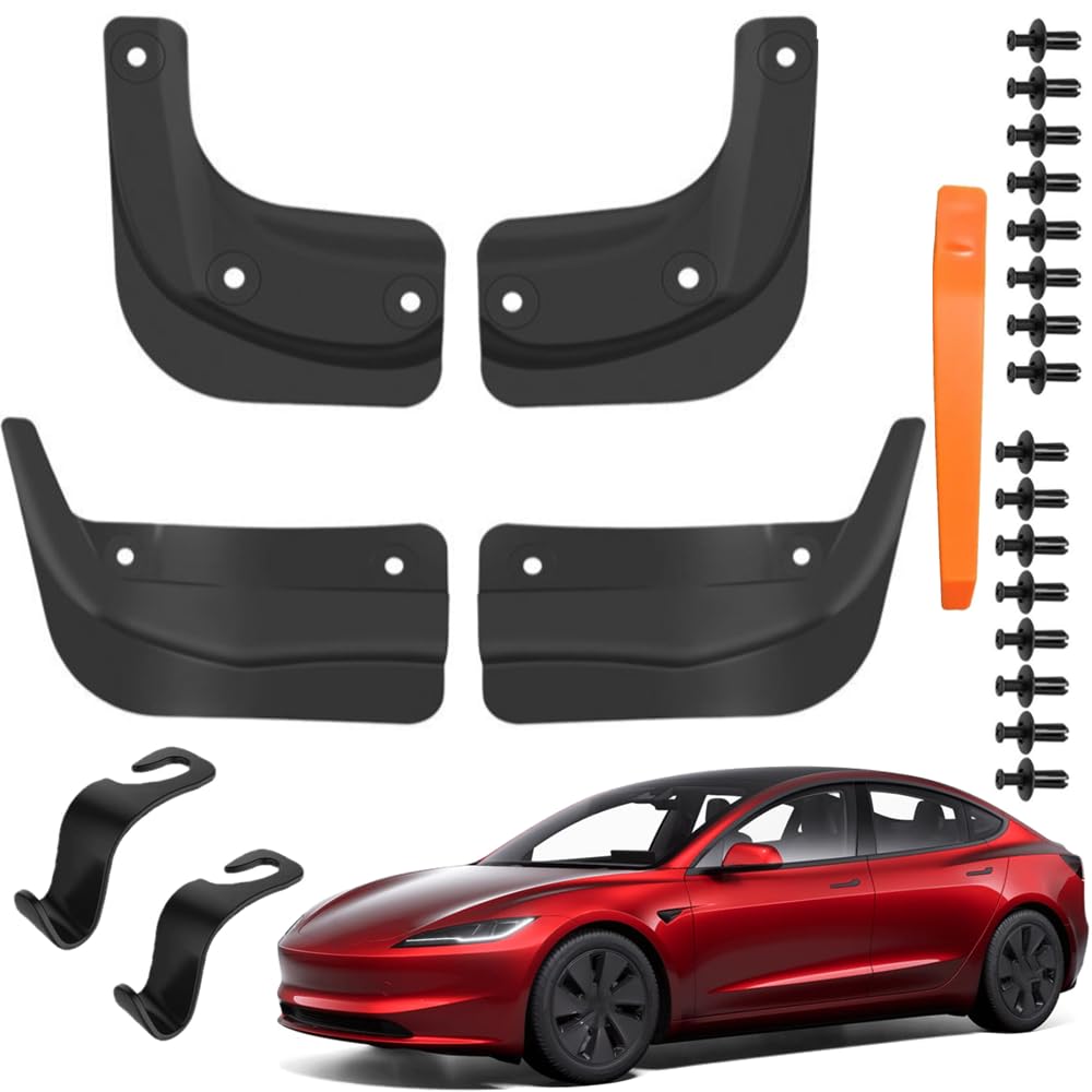 Set mit 4 Schmutzfängern für das Neue Model 3 2024, Tesla Facelift Model 3 Zubehör von AzulLanse