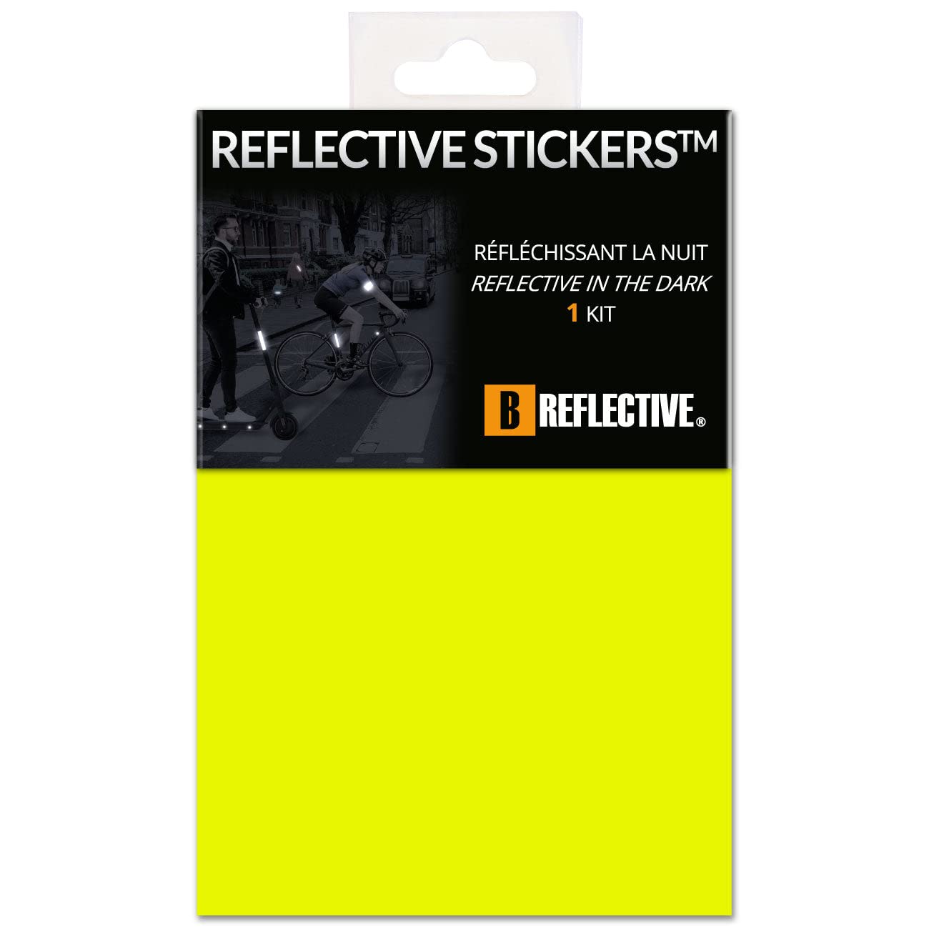 B REFLECTIVE 3M® Colors™, Ausgeschnittene reflektierende Aufkleber, Multi Support: Fahrrad, Roller, Elektroroller, Alle Helme, 3M Technology, 20x30 cm, Neongelb von B REFLECTIVE