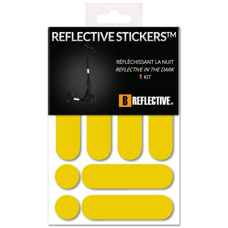 B REFLECTIVE 3M® E-Ride Standard™, Satz Farbiger reflektierender Aufkleber für 2 Elektroroller, elektrisches Einrad und andere persönliche motorisierte Mobilitätsgeräte, 3M Technology™, Gelb von B REFLECTIVE