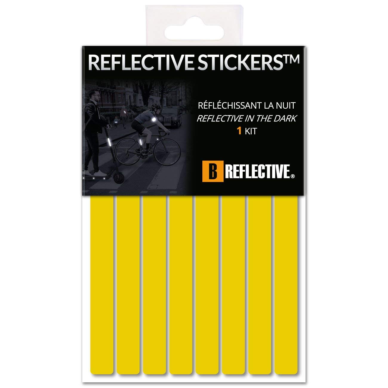 B REFLECTIVE 3M® Lines, Reflexstreifen-Kit, Multi Support: Fahrrad, Roller, Scooter, Roller, Gyroroue, 3M Technology™, 1x15cm, Gelb von B REFLECTIVE