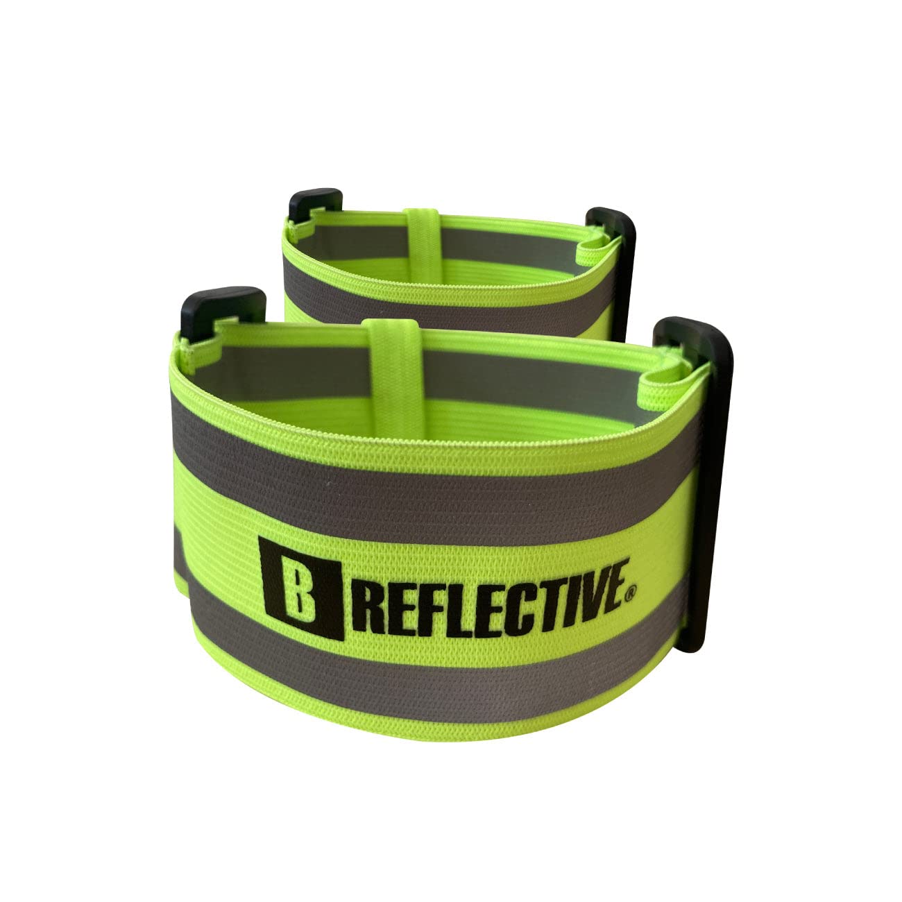 B REFLECTIVE Easy FIT™, 2er-Set aus Ultra-verstellbaren reflektierenden Mehrzweck-Armbändern: Fahrrad, Roller, Motorroller, Fußgänger, Einradfahrer, Fluoreszierendes Gelb, Größe M bis XL von B REFLECTIVE