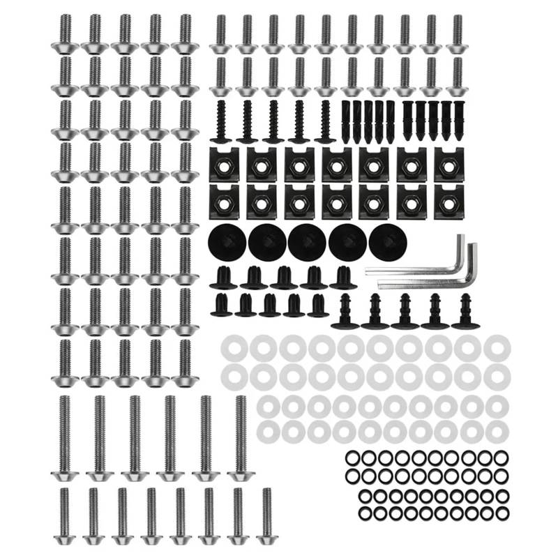 BABEGIM for RS125 RS250 Rsv4 Rs4 Tuono V4 1100 Buell Xb12 Motorrad Verkleidung Schrauben Schrauben Körper Schrauben Muttern Scheiben Clips Set(Silver) von BABEGIM