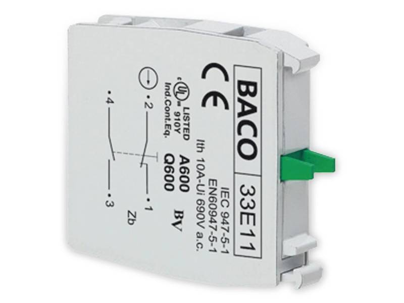 BACO Befehls- und Meldegeräte, 33E11, Kontaktelement, AC15 240V 3A/1,5A von BACO