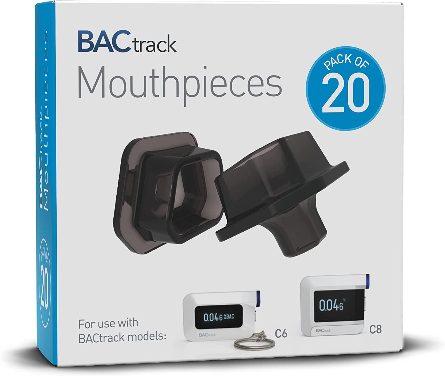 BACtrack C-Serie Mundstücke für Atemalkoholtester (20er Pack) | Kompatibel mit den Alkoholometern C6 und C8 von BACtrack