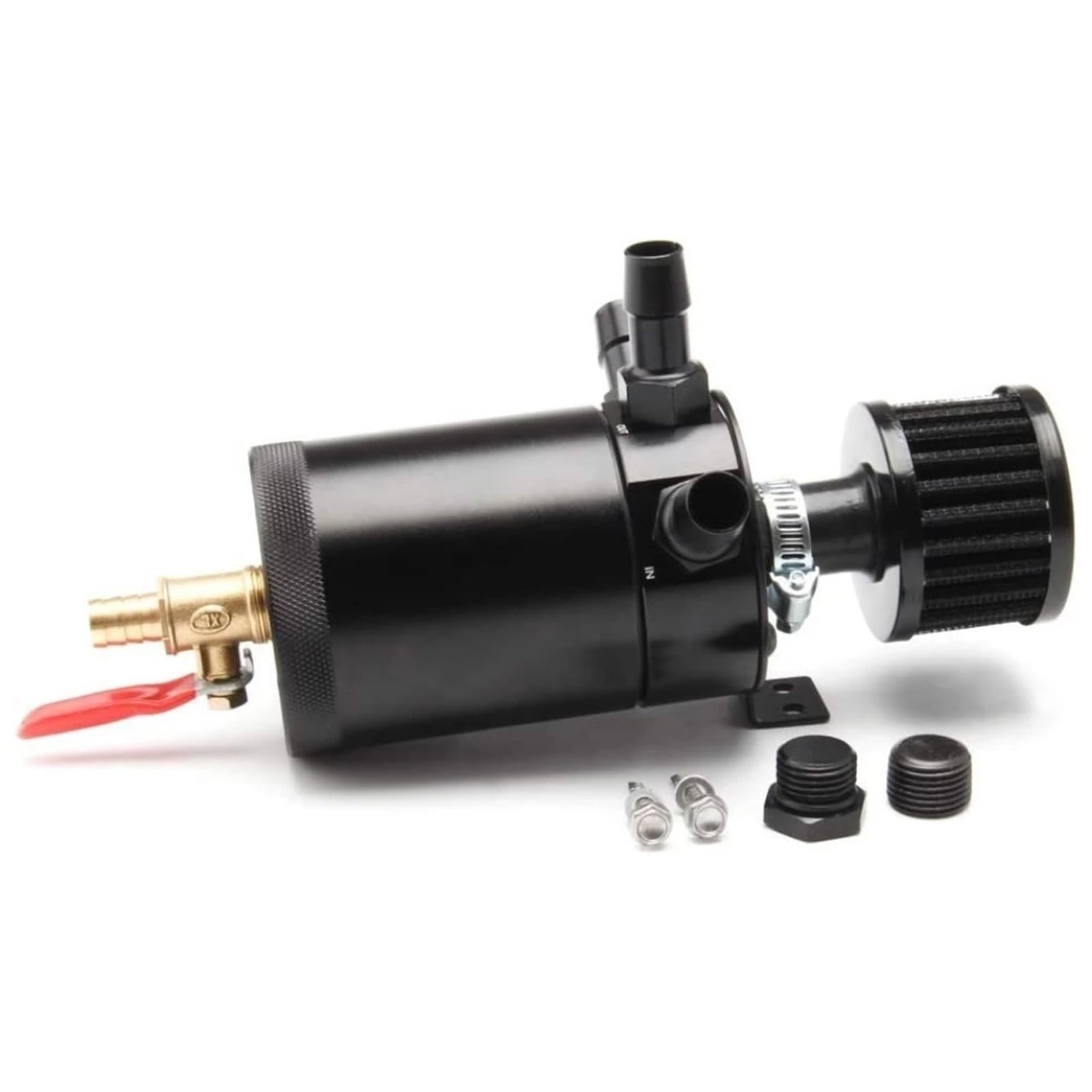 Universelles Auto-Ölauffangbehälter-Set, Vorratstank, 2-/3-Port-Ölabscheider mit Luftleitblech und Entlüftungsfilter + Ablassventil Umfassend (Color : 3 Port) von BAFAFA