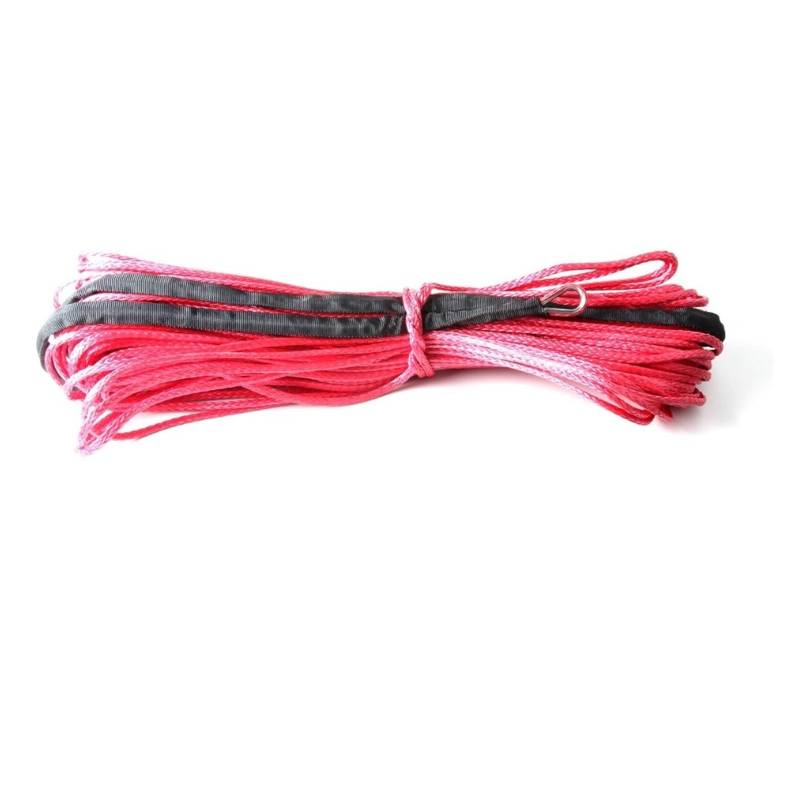Hochleistungs-Abschleppgurt 1/4''x50' 6mm*12m 12 Strang Offroad Uhmwpe Synthetisches Zugwindenseil mit 1,5m Hülse und Kausche for ATV/UTV/SUV/4X4/4WD(6mm 12m red) von BAFEIYA