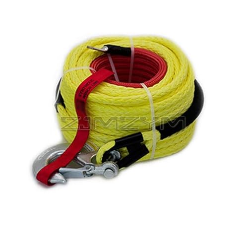 Hochleistungs-Abschleppgurt 10 mm * 30 m mehrfarbige Windenleine, Abschleppseil, Polymer-Synthetikfaserseil, Plasmaseil for die Traktion von Geländefahrzeugen(Yellow,13mm x 25M) von BAFEIYA