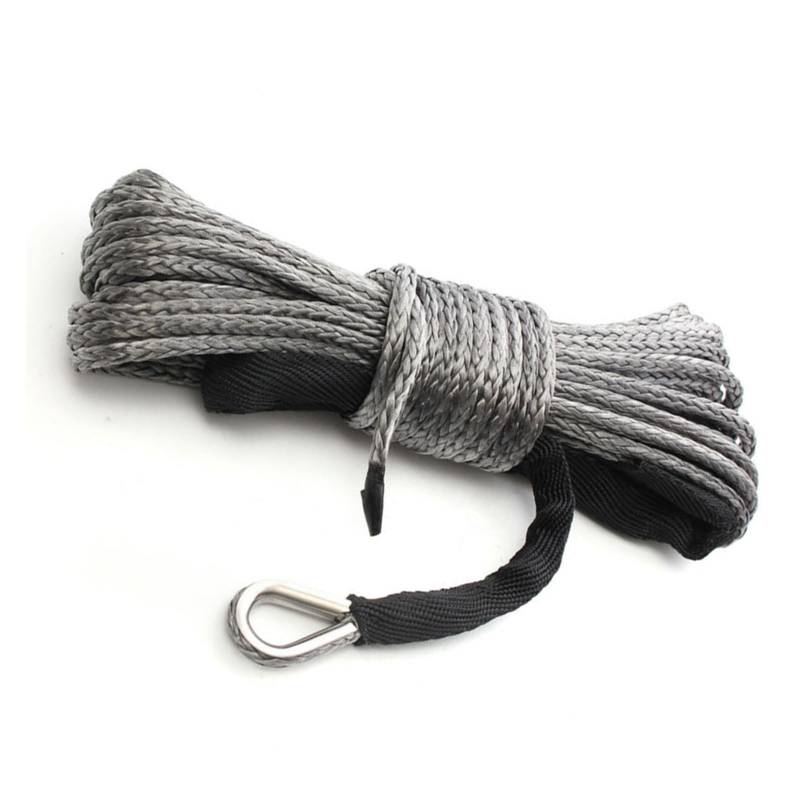 Hochleistungs-Abschleppgurt 12 V 5 MM * 15 M Winde Seil ATV UTV Anhänger Hochfeste Synthetische Winde Linie Kabel Seil Schleppseil mit Mantel Grau Winde 7700LBS von BAFEIYA