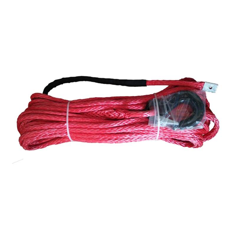 Hochleistungs-Abschleppgurt 12 mm * 50 m Synthetisches UHMWPE-Windenseil mit 2 W Kausche und Hülse, verpackt for 4x4(Rood) von BAFEIYA