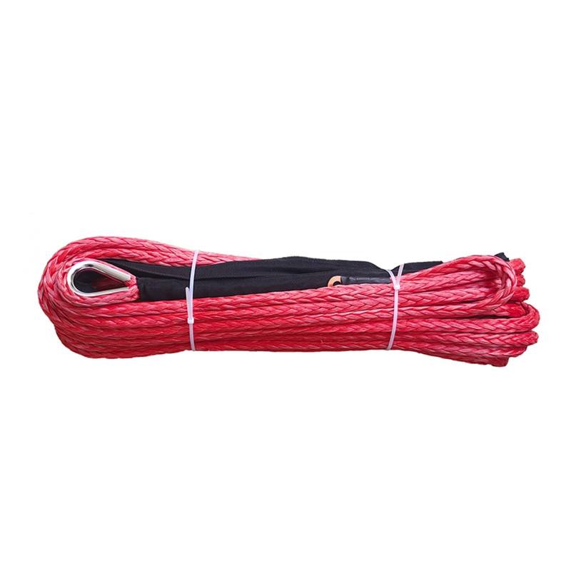 Hochleistungs-Abschleppgurt 12 mm x 12 m Synthetisches Windenseil UHMWPE-Kabel for Allrad-Geländewagen ATV UTV SUV (Grau, Orange, Rot)(Rood) von BAFEIYA