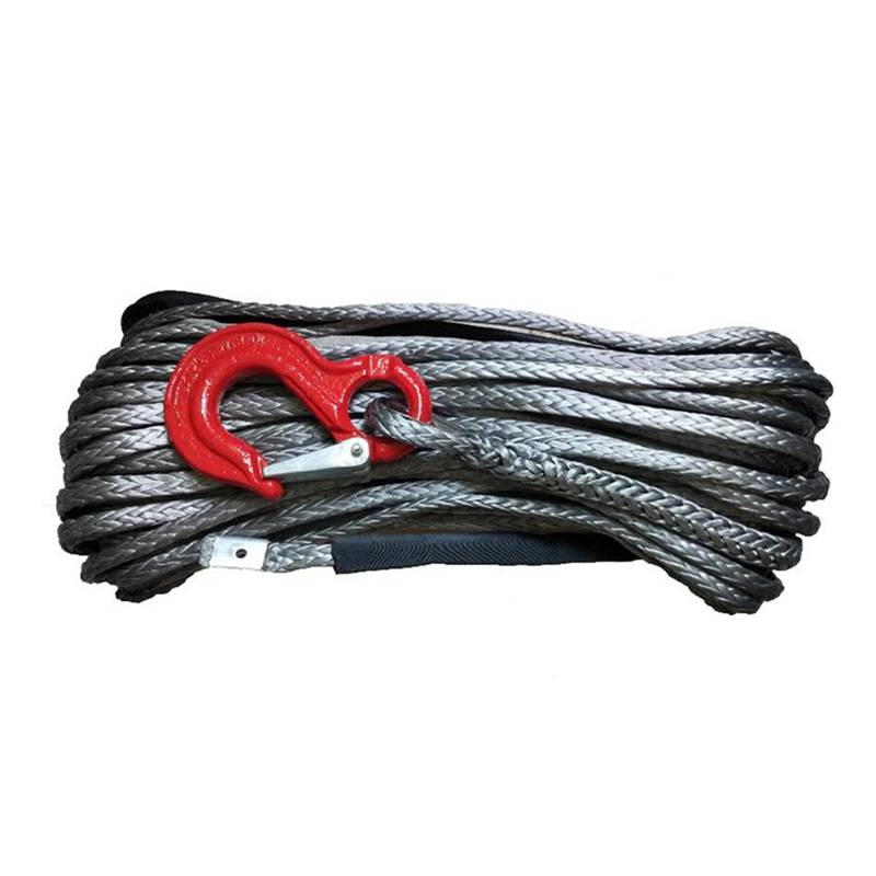 Hochleistungs-Abschleppgurt 12 mm x 30 m Synthetisches Winden-LKW-Abschleppseil mit Hakenkausche und Schutzhülle(Grey) von BAFEIYA