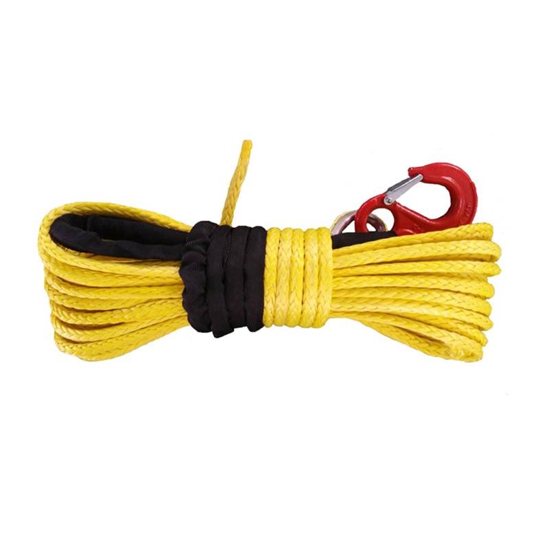 Hochleistungs-Abschleppgurt 12 mm x 30 m Synthetisches Windenseil mit geschmiedetem Windenhaken for Werkzeuge for Geländefahrzeuge(Yellow) von BAFEIYA