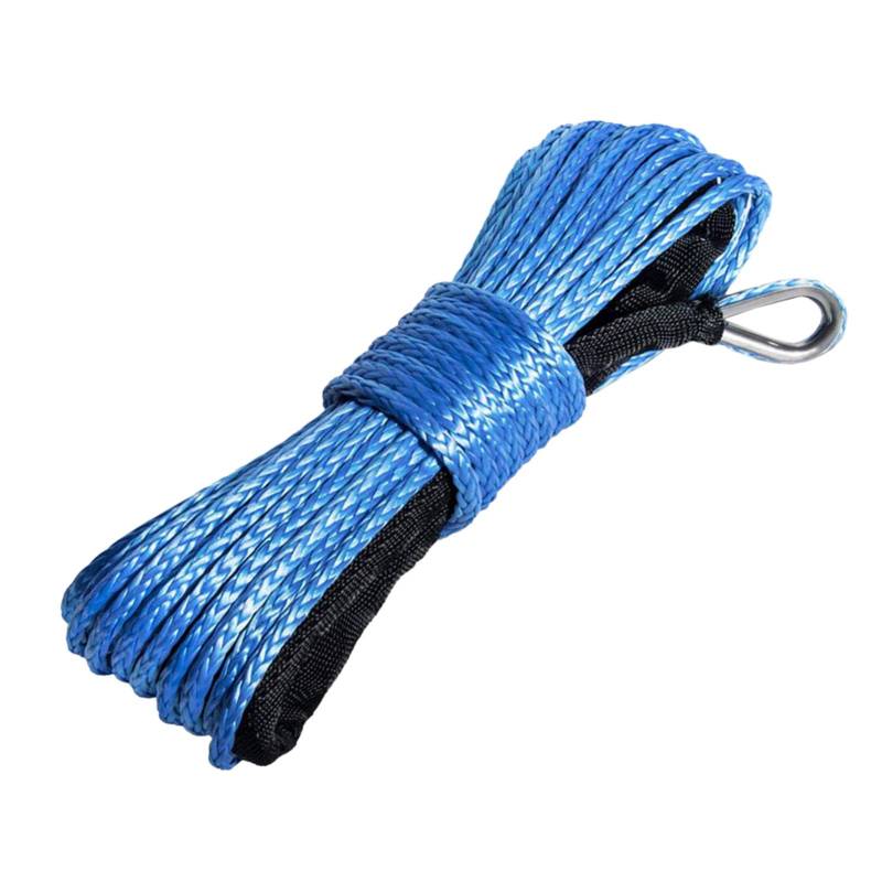 Hochleistungs-Abschleppgurt 15M 6mm Winde Seil Anhänger String Linie Kabel Synthetische Zugseil Mit Haken Auto Notfall String 7700lbs for ATV UTV LKW Boot(Blue) von BAFEIYA