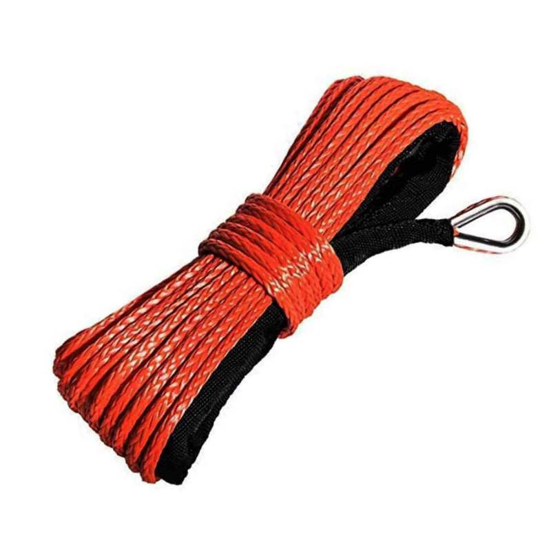Hochleistungs-Abschleppgurt 15M 6mm Winde Seil Anhänger String Linie Kabel Synthetische Zugseil Mit Haken Auto Notfall String 7700lbs for ATV UTV LKW Boot(Rood) von BAFEIYA