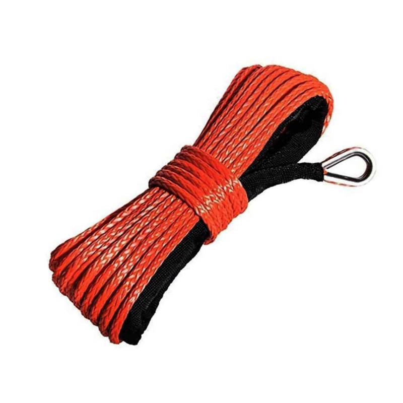 Hochleistungs-Abschleppgurt 15M 6mm Winde Seil Anhänger String Linie Kabel Synthetische Zugseil Mit Haken Auto Notfall String 7700lbs for ATV UTV LKW Boot(Rood) von BAFEIYA