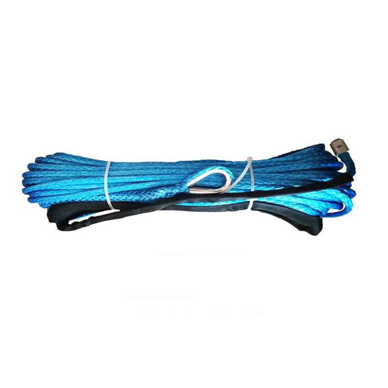 Hochleistungs-Abschleppgurt 17000 Pfund Windenseil mit Schutzhülle, 9 mm x 30 Meter, Synthetisches UHMWPE-Windenseil for den Offroad-Einsatz(Blue) von BAFEIYA