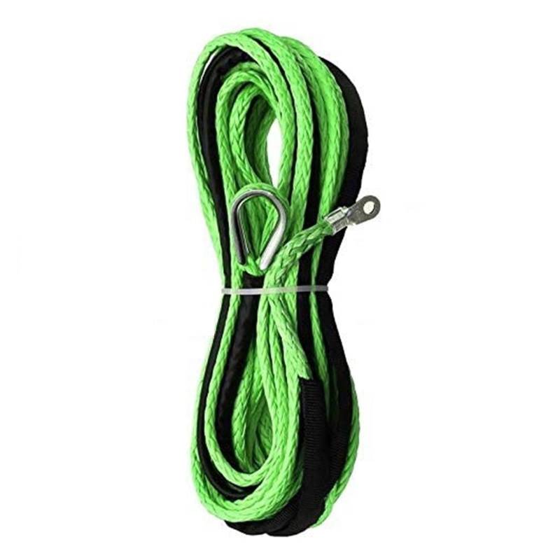 Hochleistungs-Abschleppgurt 1X langlebiges 15M 5mm 10000LBS Synthetisches Windenseil-Bergungskabel for Allrad-ATV-SUV-LKW-Bootswinden-Abschleppseil(Green) von BAFEIYA