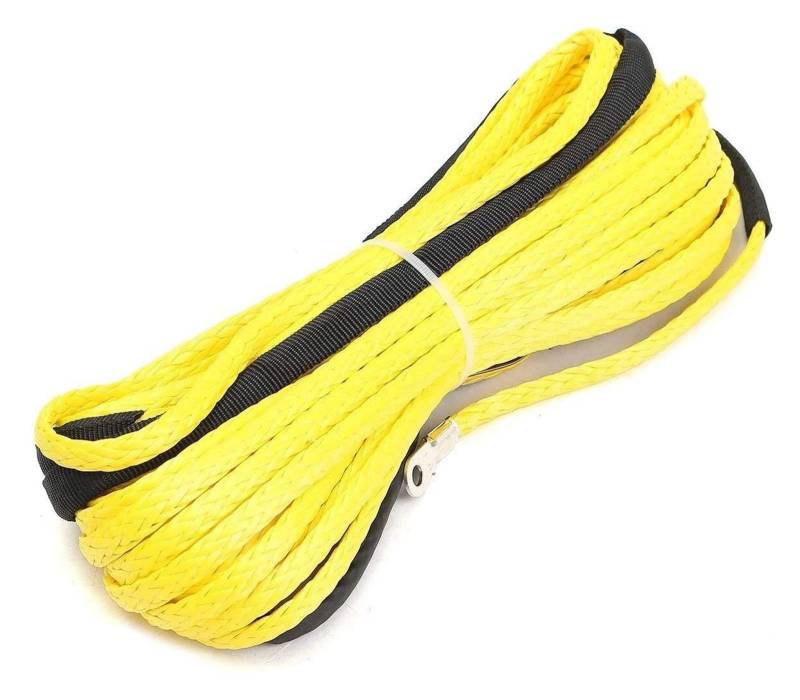 Hochleistungs-Abschleppgurt 1X langlebiges 15M 5mm 10000LBS Synthetisches Windenseil-Bergungskabel for Allrad-ATV-SUV-LKW-Bootswinden-Abschleppseil(Yellow) von BAFEIYA