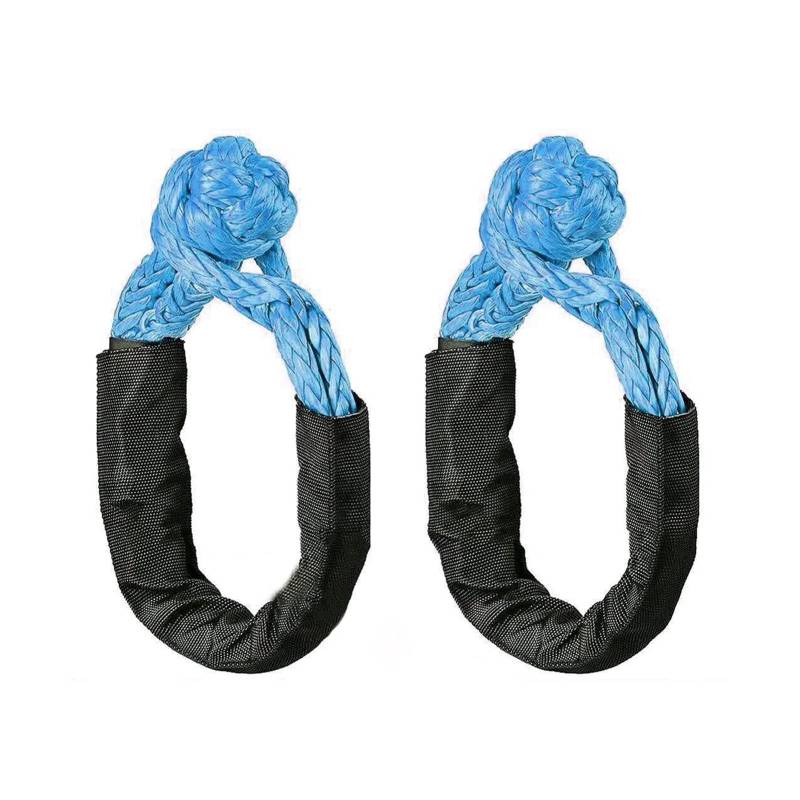 Hochleistungs-Abschleppgurt 2 stücke Weiche Schäkel Seil Synthetische Off Road Abschleppen ATV Winde Recovery Zubehör Mit Schutzhülle Strap Anhänger Tragbare(Blue) von BAFEIYA