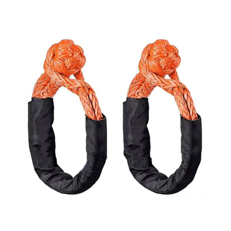 Hochleistungs-Abschleppgurt 2 stücke Weiche Schäkel Seil Synthetische Off Road Abschleppen ATV Winde Recovery Zubehör Mit Schutzhülle Strap Anhänger Tragbare(Dark Orange) von BAFEIYA