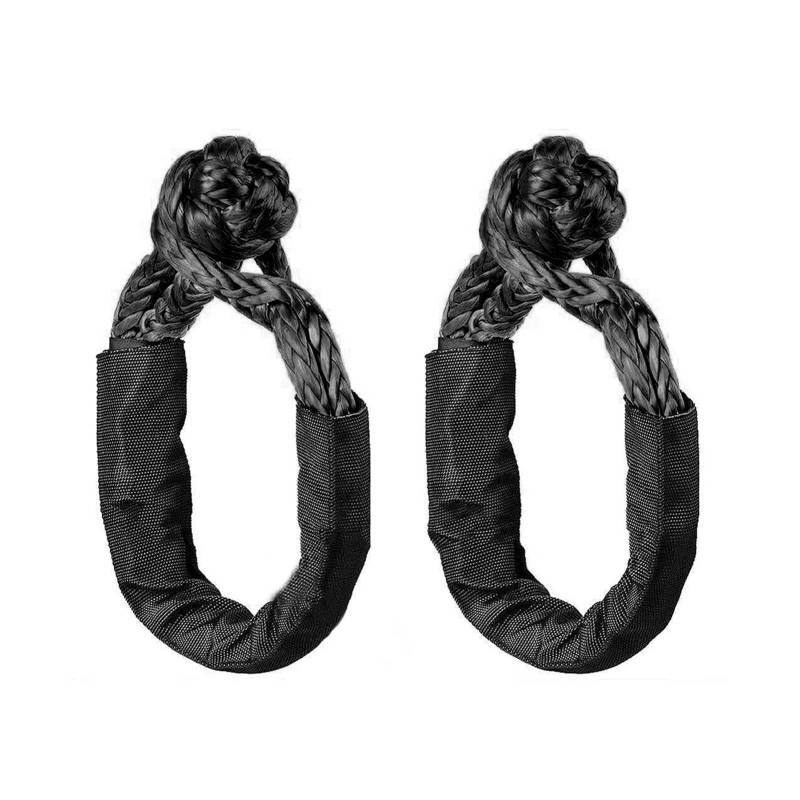 Hochleistungs-Abschleppgurt 2 stücke Weiche Schäkel Seil Synthetische Off Road Abschleppen ATV Winde Recovery Zubehör Mit Schutzhülle Strap Anhänger Tragbare(Noir) von BAFEIYA
