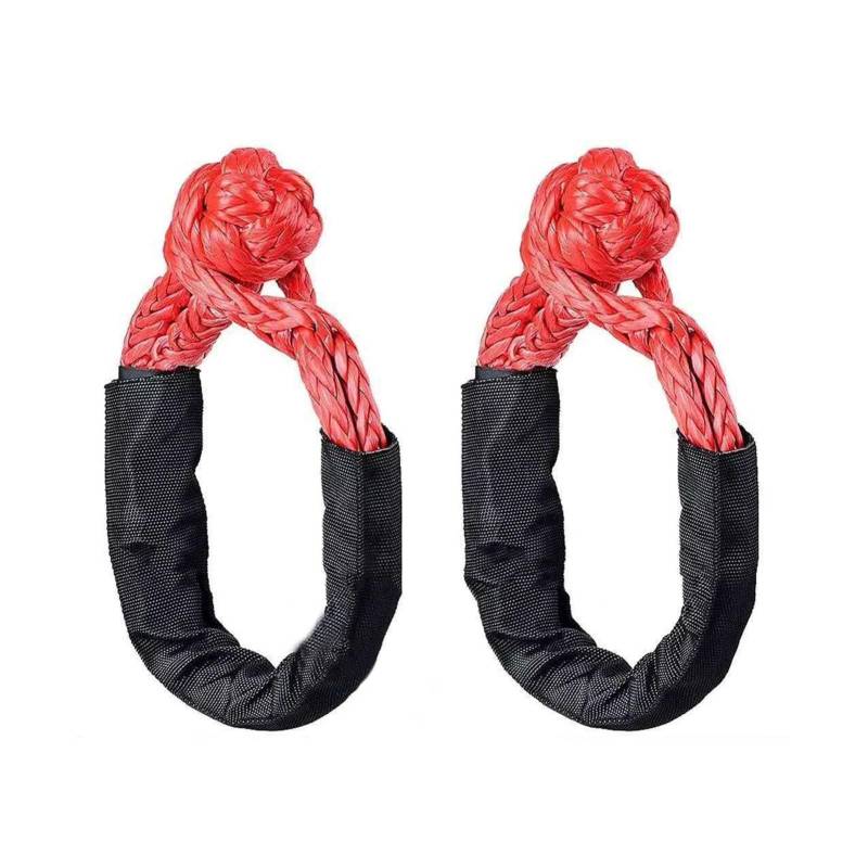 Hochleistungs-Abschleppgurt 2 stücke Weiche Schäkel Seil Synthetische Off Road Abschleppen ATV Winde Recovery Zubehör Mit Schutzhülle Strap Anhänger Tragbare(Rood) von BAFEIYA