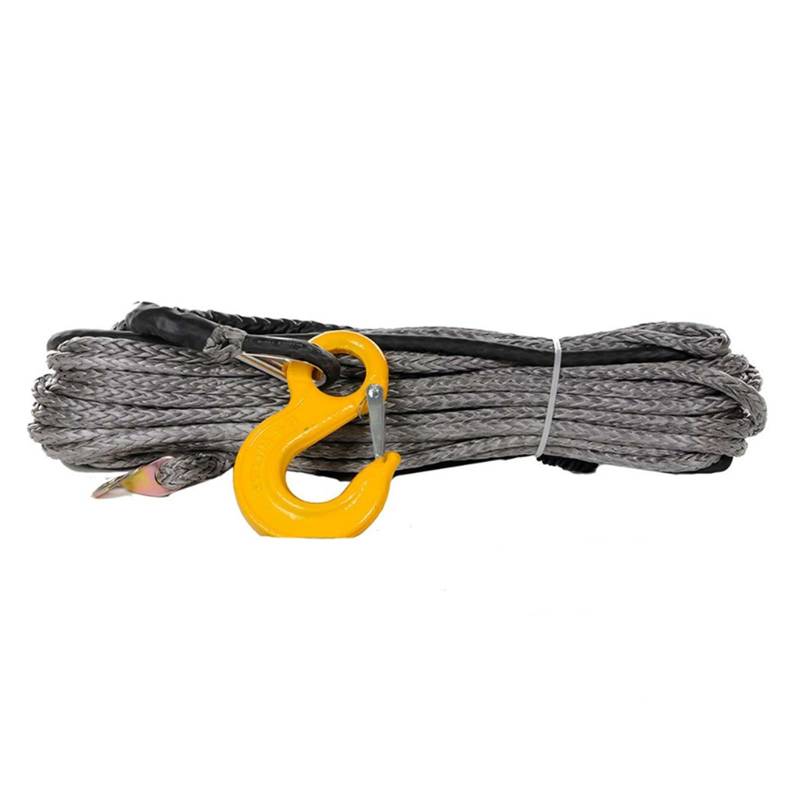 Hochleistungs-Abschleppgurt 20.500LBS Windenleine, 10 mm x 30 m Seil, Synthetisches Uhmwpe-Windenseil mit Haken for Off-Road-4x4-Fahrzeugwerkzeuge(Grey) von BAFEIYA