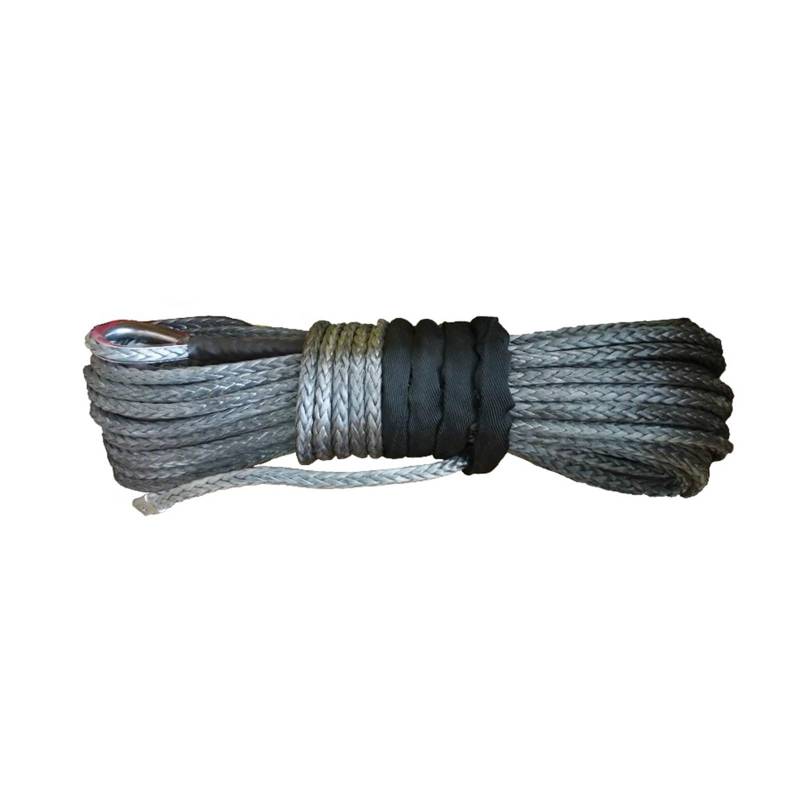 Hochleistungs-Abschleppgurt 3/8" x 100' graues Synthetisches Windenseil Uhmwpe-Kabel for ATV UTV SUV 4X4 (Orange, Gelb, Blau, Grau)(Grey) von BAFEIYA