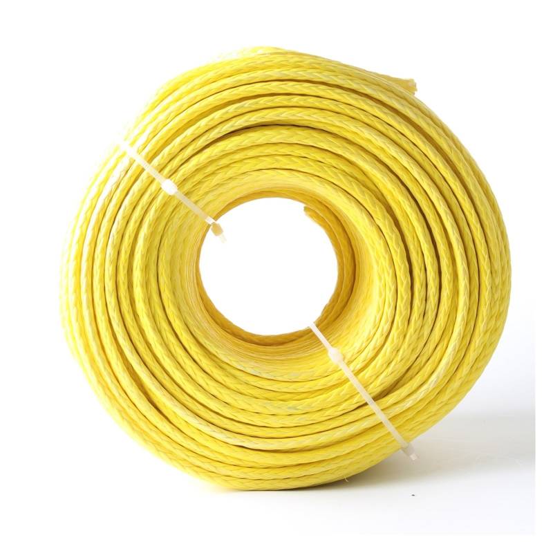 Hochleistungs-Abschleppgurt 50 m 3,5 mm 12 Stränge 2500 lb Uhmwpe Fasergeflecht Windenseil for 4WD Off Road ATV UTV SUV LKW Boot(Yellow 50m) von BAFEIYA