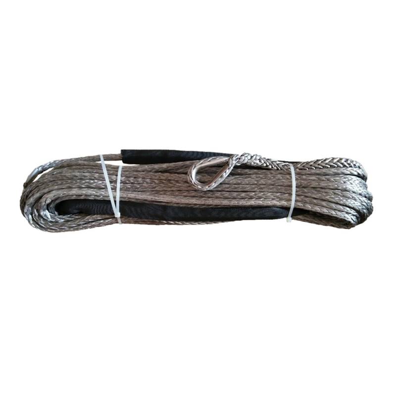 Hochleistungs-Abschleppgurt 8 mm x 40 m Synthetisches Windenseil mit schwarzer Schutzhülse for ATV UTV(Grey) von BAFEIYA