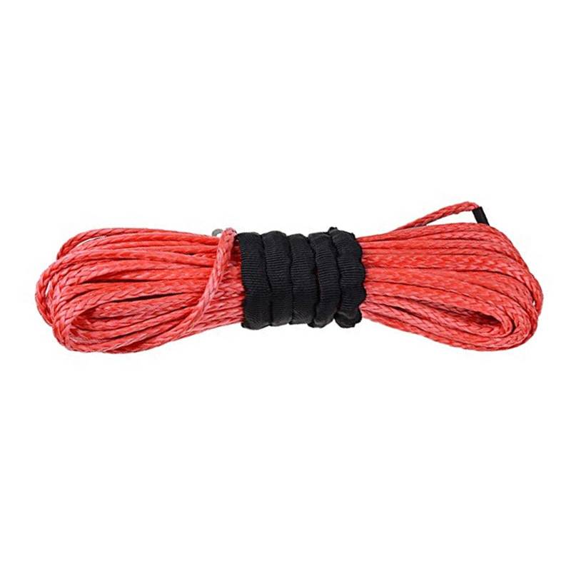 Hochleistungs-Abschleppgurt 9 mm x 30 m blaues Synthetisches Windenleinen-Kabelseil 17000 LBs mit Mantel (ATV UTV 4X4 4WD Offroad)(Rood) von BAFEIYA