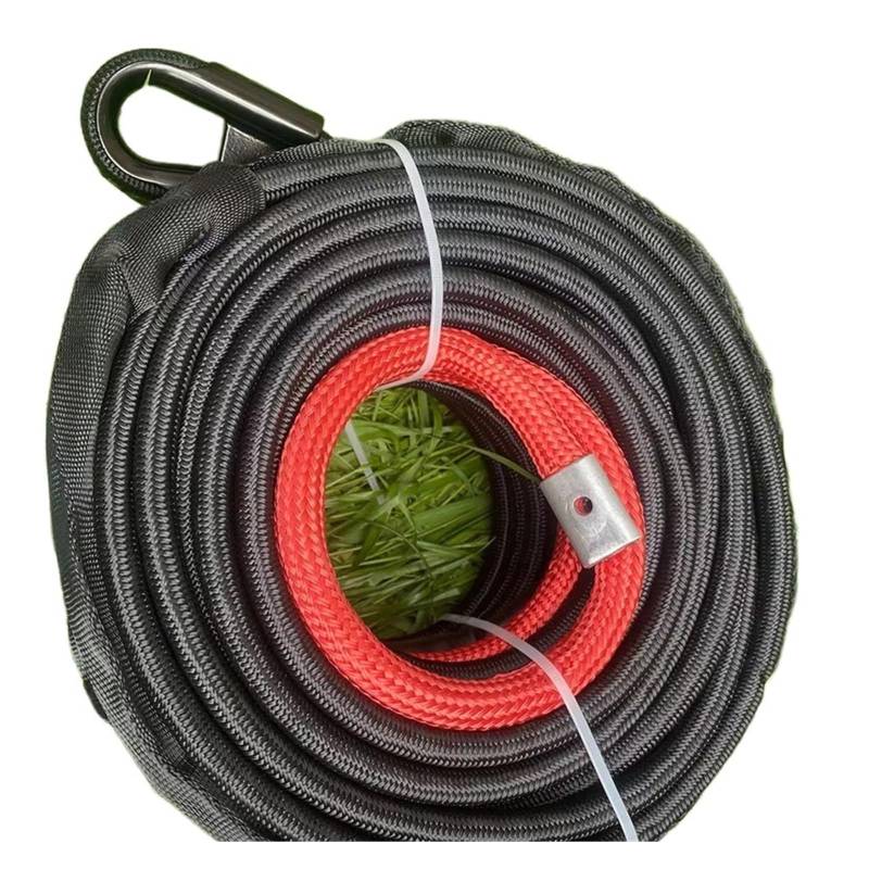 Hochleistungs-Abschleppgurt Abschleppseil 10 mm x 25 m Windenseil 9,5 Tonnen for SUV-Selbsthilfe Superhochmolekulares Seil Abschlepphaken Streamer Doppelwindenseil(A) von BAFEIYA