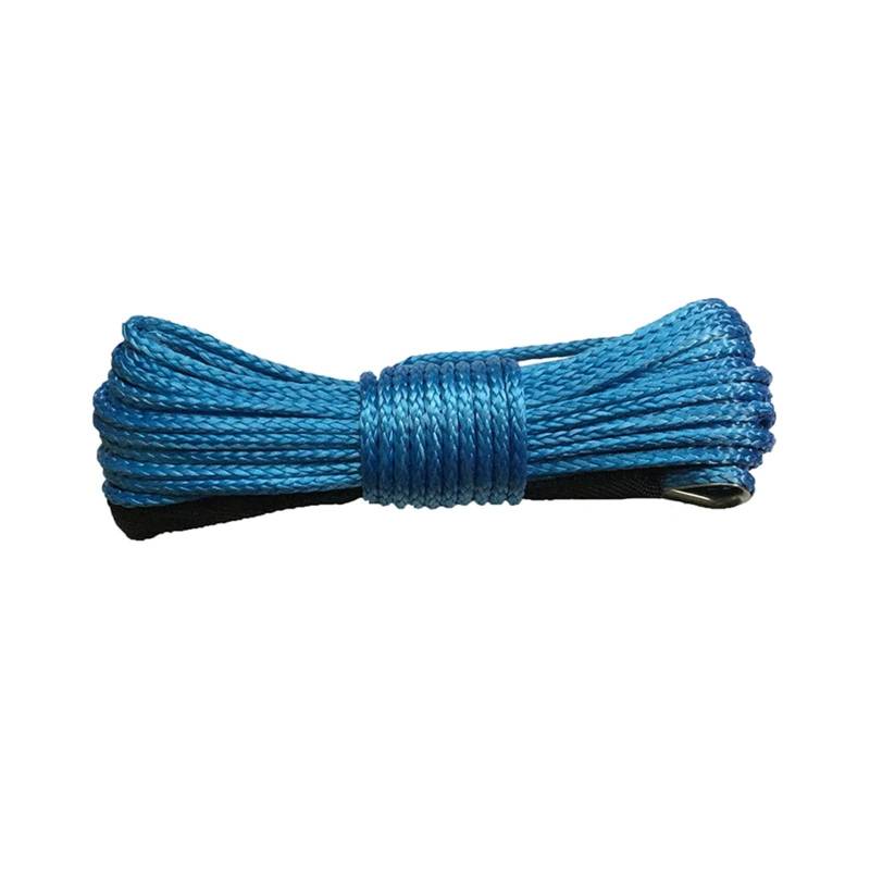 Hochleistungs-Abschleppgurt Synthetisches Windenseil, Seil, 6 mm x 15 m, Synthetisches Zugwindenseil, UHMWPE, 12-strängiges Bergungskabel(Blue) von BAFEIYA