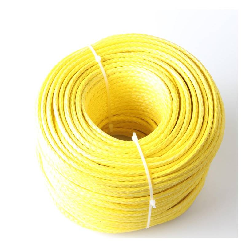 Hochleistungs-Abschleppgurt Synthetisches Windenseil 2865LBs Leitungskabel Hohlgeflecht 4 mm 5/32'' 10 m 12 Stränge Segelboot-Windenschleppseile(Yellow 10m) von BAFEIYA