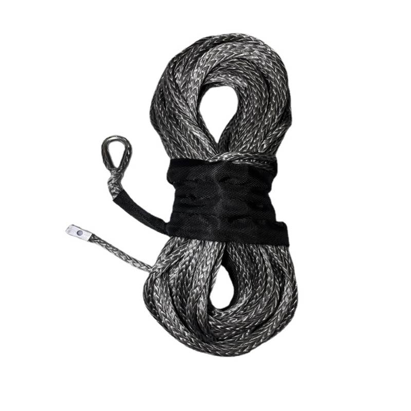 Hochleistungs-Abschleppgurt Upgrade 26 m x 8 mm Abschleppwinde, Seilschnur, Kunstfaser, 135.000 lbs for Jeep ATV UTV SUV 4X4 4WD(8mmx26m Grey) von BAFEIYA