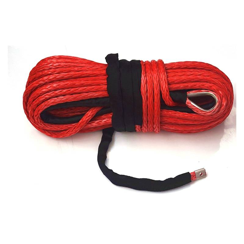 Hochleistungs-Abschleppgurt Windenseil ATV, rotes 14 mm * 45 m Synthetisches Windenseil, ATV-Windenkabel, UHMWPE-Seil, 4x4-Offroad-Seil von BAFEIYA
