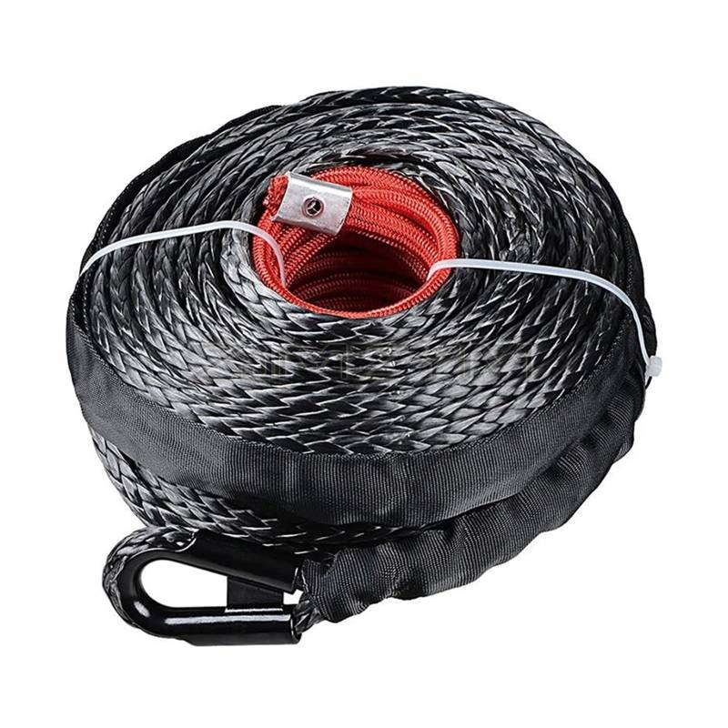 Hochleistungs-Abschleppgurt Windenseil Schnurleitungskabel mit Mantel 9,5 mm Synthetisches Abschleppseil 29 m Autowasch-Wartungsschnur for ATV UTV Off-Road(9.5mm x 29M) von BAFEIYA