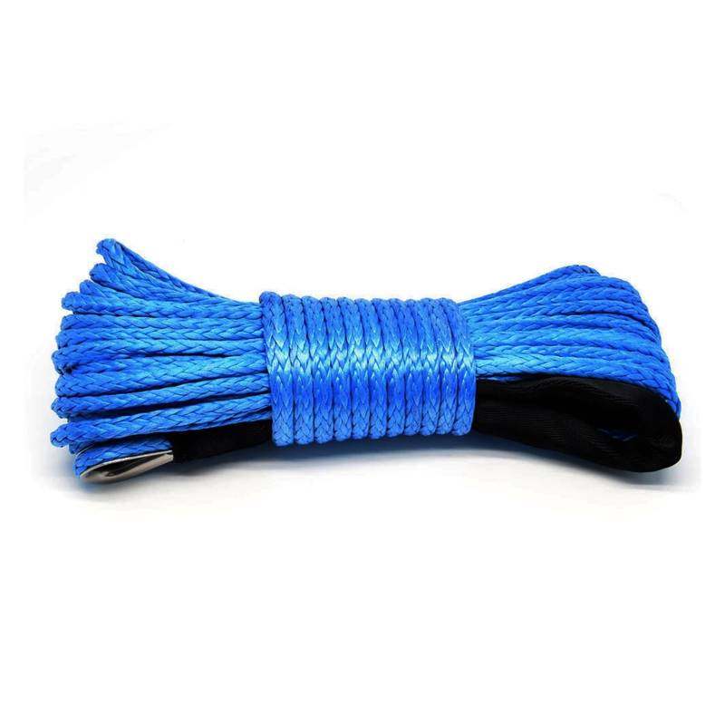 Hochleistungs-Abschleppgurt Windenseil Schnurleitungskabel mit Mantel Graues Synthetisches Abschleppseil 15 m 7700LBs Autowasch-Wartungsschnur for ATV UTV Off-Road(Blue) von BAFEIYA