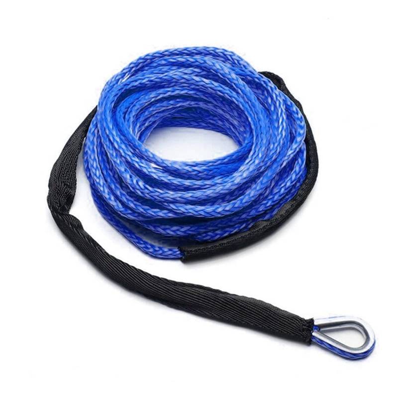 Hochleistungs-Abschleppgurt Windenseil Schnurleitungskabel mit Mantel Graues Synthetisches Abschleppseil 15 m 7700LBs Autowasch-Wartungsschnur for ATV UTV Off-Road(Blue) von BAFEIYA