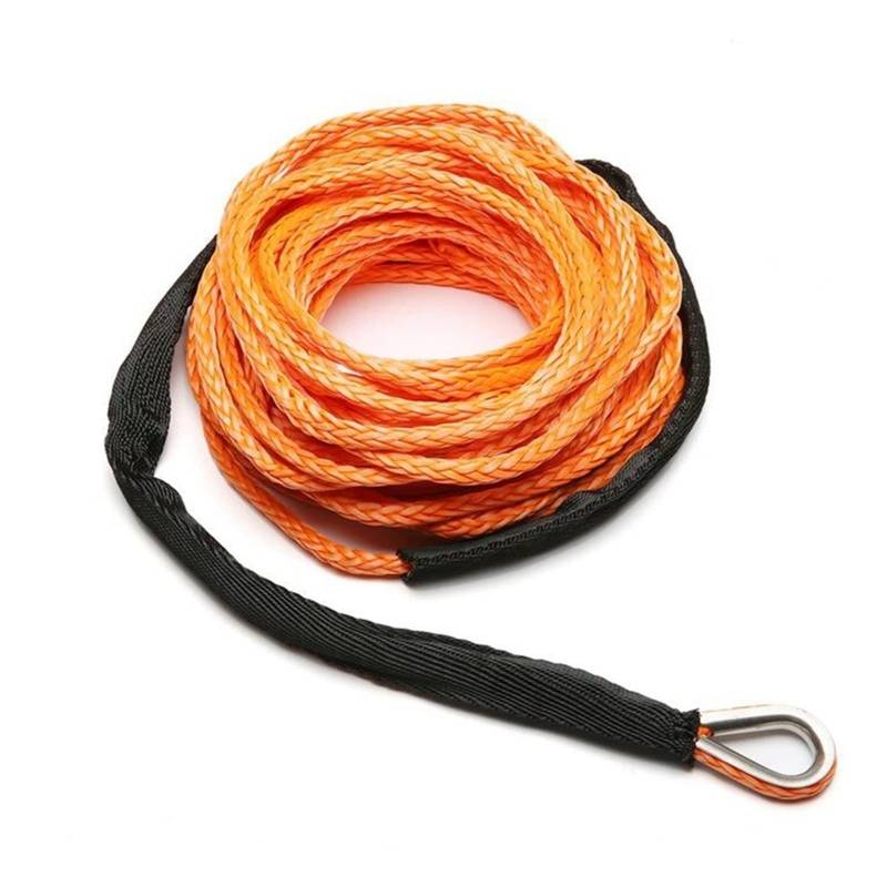Hochleistungs-Abschleppgurt Windenseil Schnurleitungskabel mit Mantel Graues Synthetisches Abschleppseil 15 m 7700LBs Autowasch-Wartungsschnur for ATV UTV Off-Road(Orange) von BAFEIYA