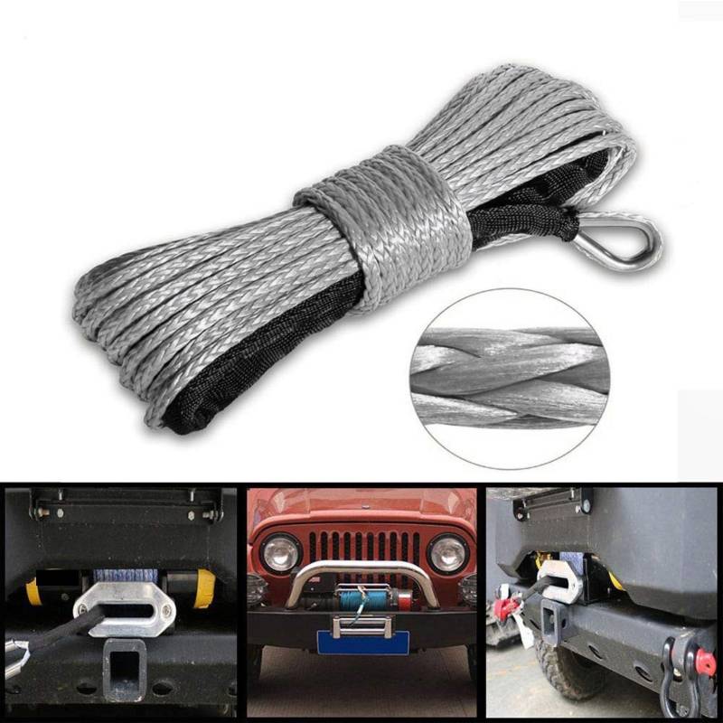 Hochleistungs-Abschleppgurt Windenseil Schnurleitungskabel mit Mantel Graues Synthetisches Abschleppseil 7700LBs Autowasch-Wartungsschnur for ATV UTV Off-Road(Blue) von BAFEIYA