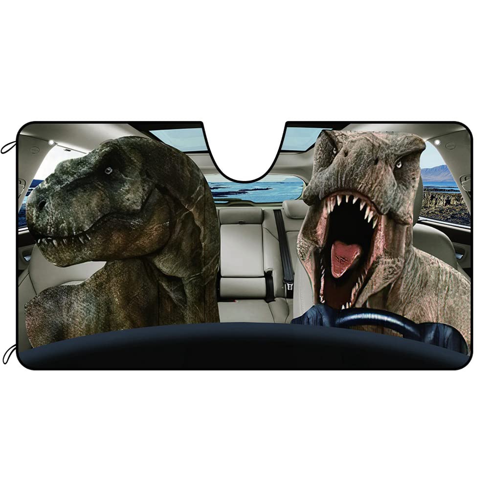 BAGEYOU Auto Windschutzscheibe Sonnenschutz Tyrannosaurus Rex Fahrzeug Front Windschutzscheibe Sonnenschutz UV-Strahlen Reflektor Sonnenschutz Visier, hält Fahrzeug kühl, 140 x 76 cm von BAGEYOU