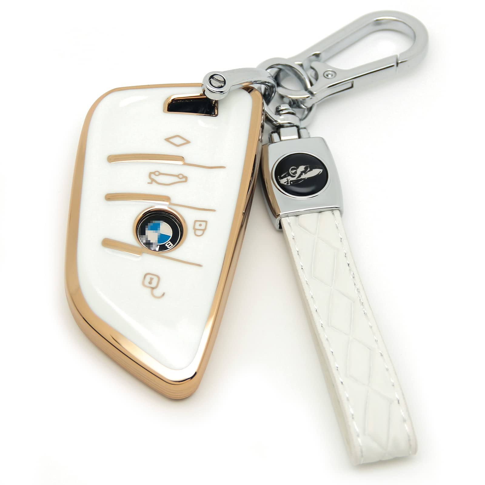 BAIMICE Kompatibel mit BMW-Schlüsselanhänger-Abdeckung. Fortschrittliche weiche TPU-Schlüsselhülle ist kompatibel mit BMW 1 3 4 5 6 7 Serie X3 X4 X5 X6 M5 M6 3GT 5GT Zubehör (weiß) von BAIMICE