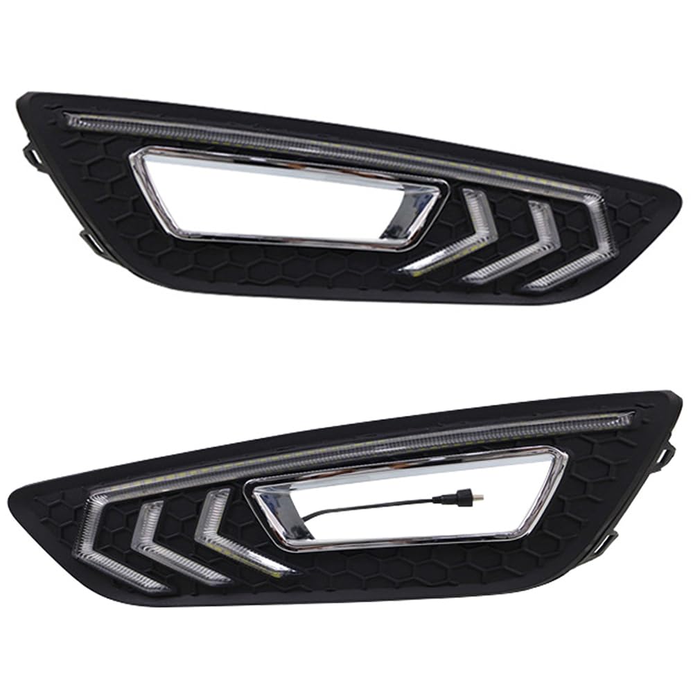 BAKUGO 2 Stück Tagfahrlicht Nebels Chein Werfer Abdeckung Gelb Blinker Licht Für Ford Focus 3 MK3 2015 2016 2017 2018-White Yellow BAKUGO 2 Stück Tagfahrlicht Nebels Chein Werfer Abdeckung Gelb Blinker Licht Für Ford Focus 3 MK3 2015 2016 2017 2018-White Yellow von BAKUGO
