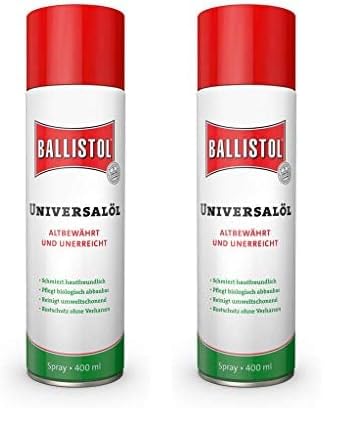 BALLISTOL 21810 Universalöl - Rostschutz, Schmieröl, Pflegemittel und Reinigungsmittel - 400 ml Spray (Packung mit 2) von BALLISTOL