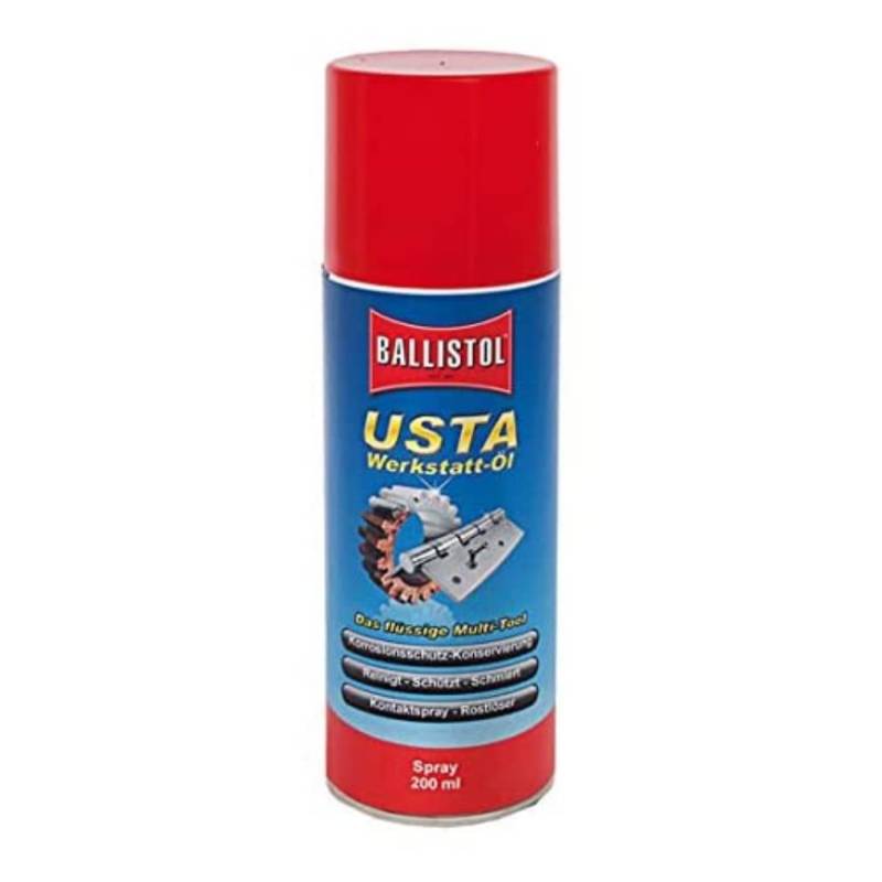 BALLISTOL 22950 Werkstatt-Öl USTA 200ml Spray – Reinigung, Schmierung, Rostschutz – Kontaktspray, Rostlöser von BALLISTOL