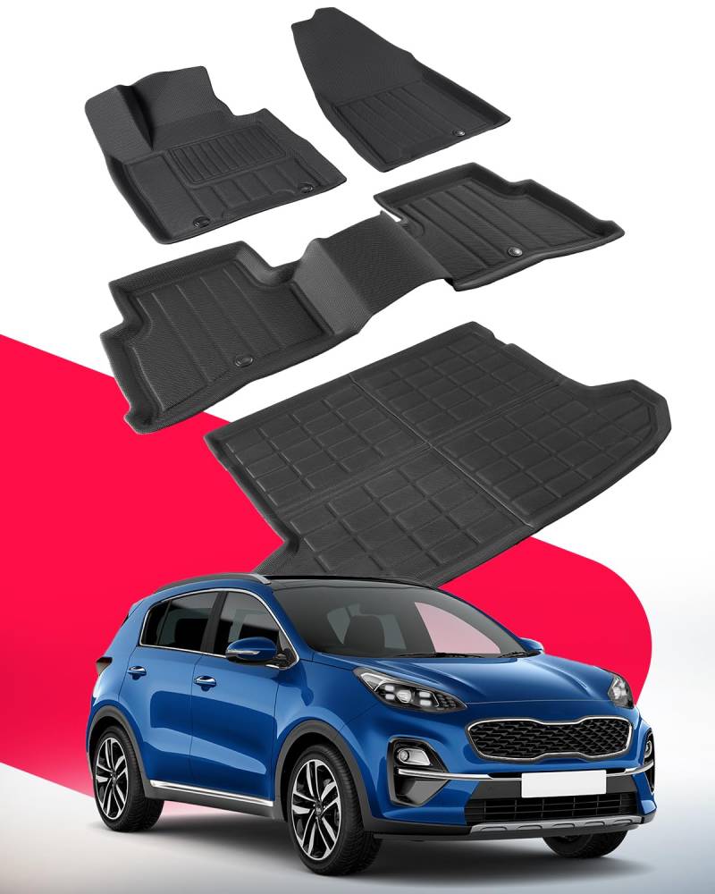 BAMACAR Für KIA Sportage Fußmatten 2017-2022 (nur Gas) Allwetter Gummi für Kia Sportage Fußmatten 2022 2021 2020 2019 2018 2017 für Kia Sportage Matten Sportage Zubehör 2017-2022 von BAMACAR